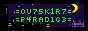 0U75K1R7 P4R4D1C3, green leetspeak pixel text